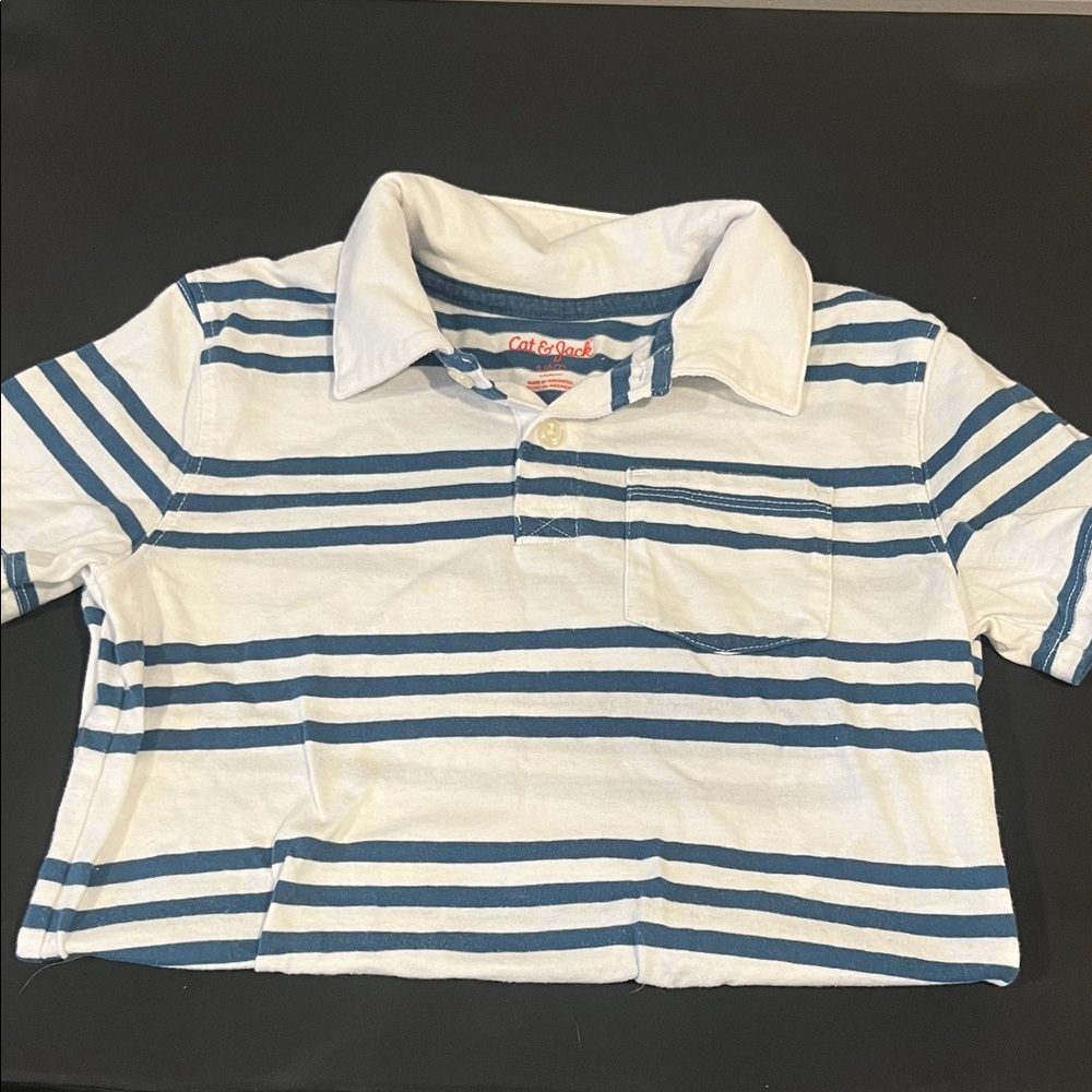 Cat & Jack Kids Polo with Blue and White Stripes